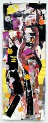 poster panel, meeting Belle époque, painting collage, 205 X 75 cm