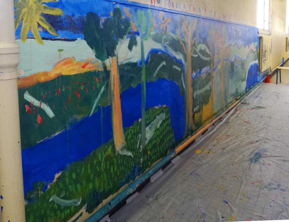 fresque murale scolaire: la Nature